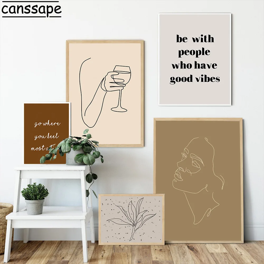 Абстрактное лицо девушки плакаты постеры стеклянная линия рисунок на стену