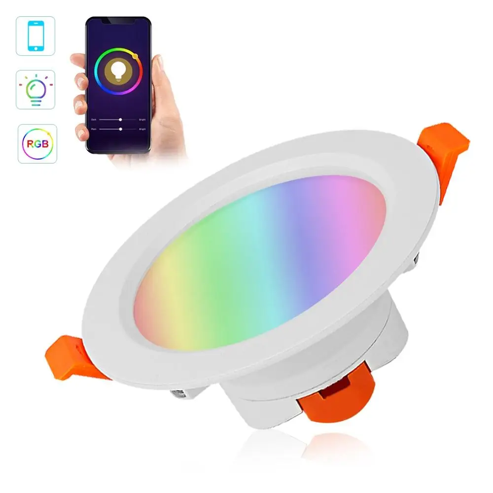 

Smart WiFi Led Downlight Color RGB Wake-Up APP Control Compatible With Alexa And Google Assistant Living Room Bedroom Lighting