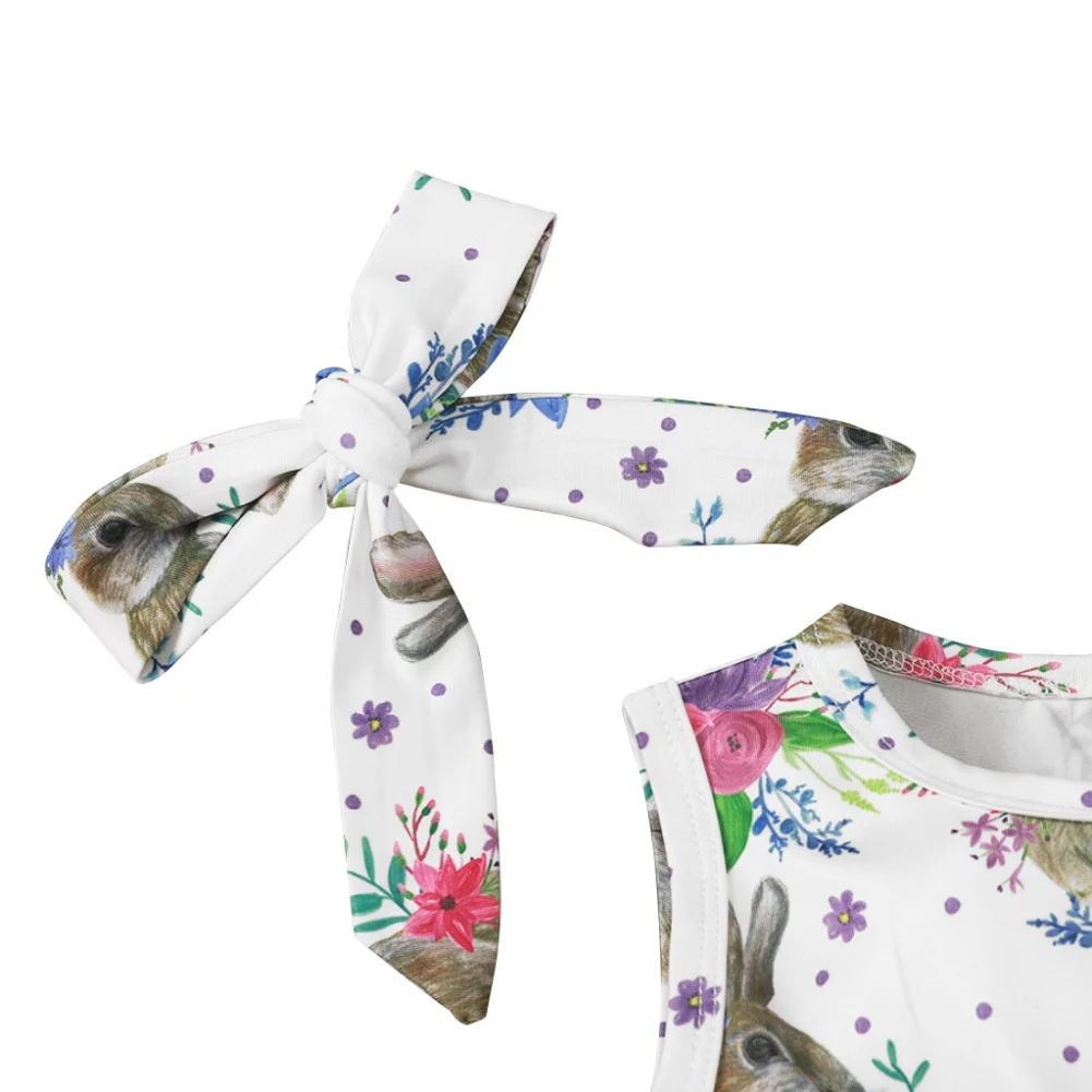 

Summer 2Pcs Newborn Baby Girls Bodysuit Cartoon Bunny Print Baby Jumpsuit Bow Printed Rompers+Headband Set 0-18M New Style
