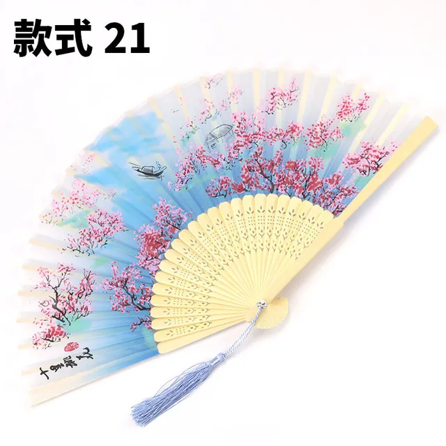fan01 Бамбуковые Висячие веера, свадебные китайские японские веера для детей, китайские антикварные складные веера, подарок, основной винтажный веер bambu waaiers - Цвет: fan01