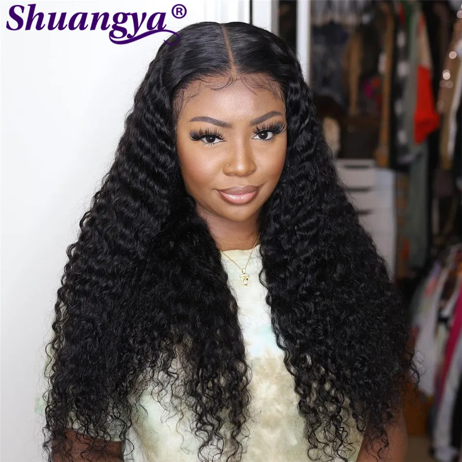 Transparent Lace Front Wig Deep Wave 100% Remy Human Hair Water Wave Lace Wigs Indian Deep Curly Wig HD 5x5 Lace Closure Wig