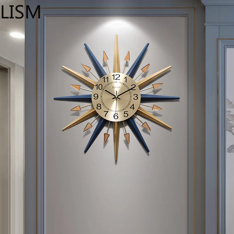 

Большие настенные часы в современном дизайне в скандинавском стиле для гостиной, металлические бесшумные настенные часы, Роскошные Настен...