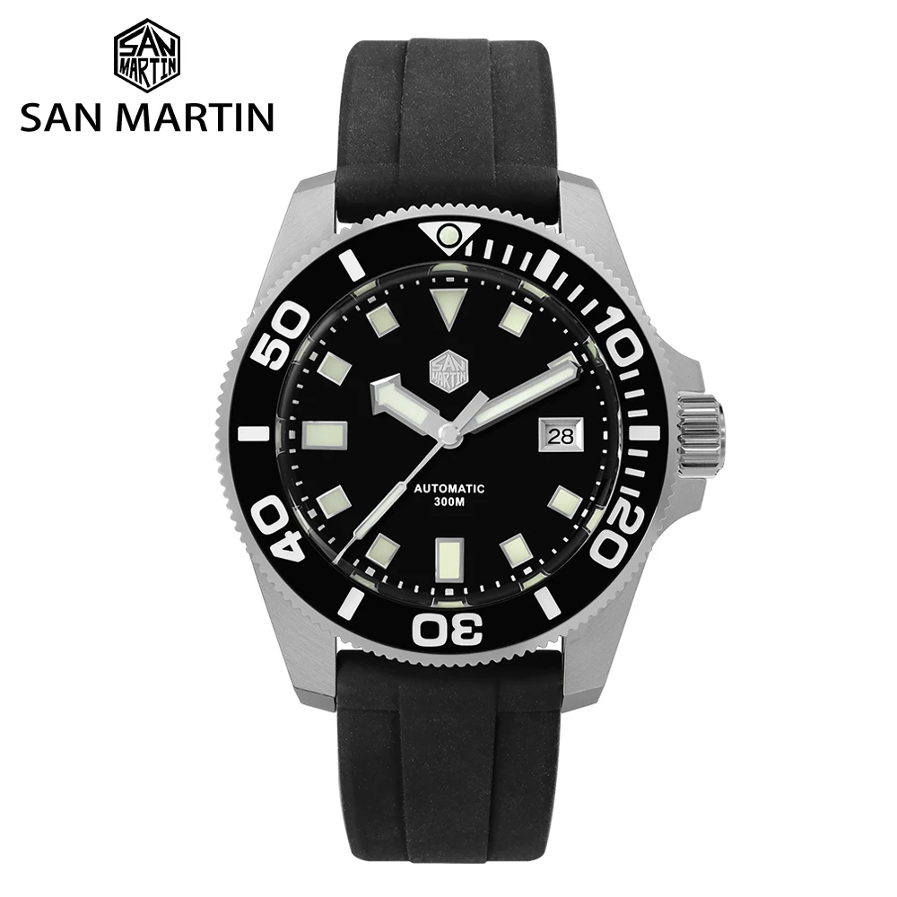 

San Martin Mens Diver Watch NH35 Sapphire Crystal Automatic Watches 120 Clicks Ceramic Bezel 300m Luminous Mechanical Watches