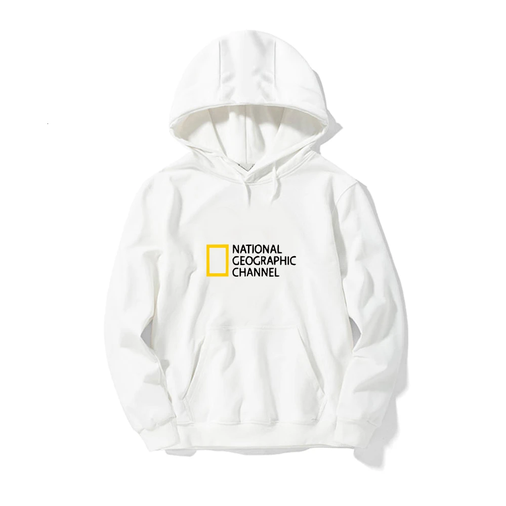 White 1 Толстовки с напечатанным принтом NATIONAL GEOGRAPHIC CHANNEL, уличная одежда длиной до бедер для женщин и мужчин, удобная трикотажная кофта с длинными рукавами, худи с круглым вырезом серого цвета - Цвет: White 1