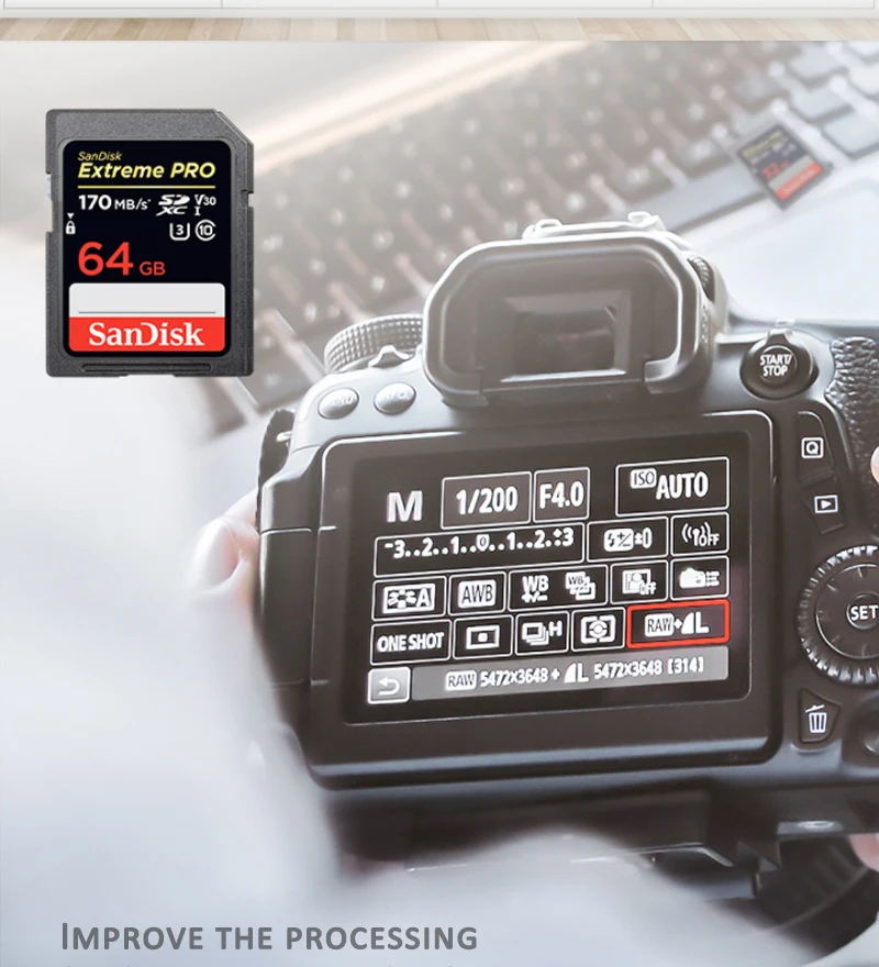 Оригинальная карта памяти SanDisk 32 ГБ, sd-карта 64 ГБ, 128 ГБ, 256 ГБ, SDXC Extreme PRO 170 МБ/с./с, флеш-накопитель для камеры