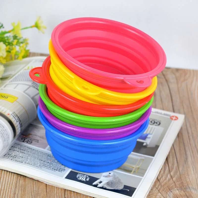 

Travel Food Pet Feeder Collapsible Folding Silicone Water Bowl Dish Dog