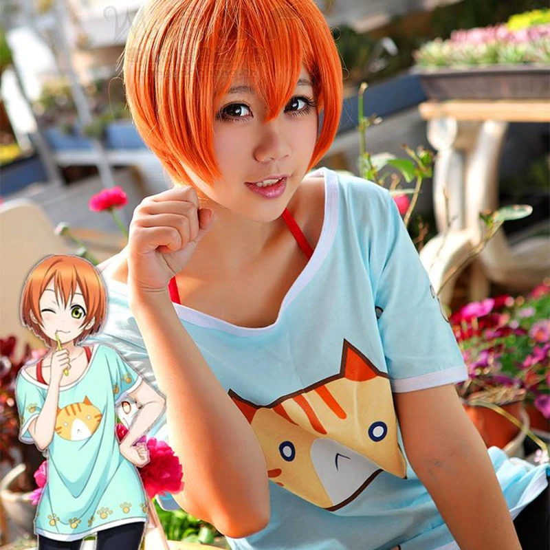 Высокое качество Rin Hoshizora косплей парик LoveLive! Любовь живой костюм играть взрослые