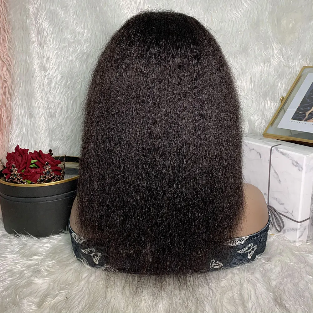 

Soft Medium Long 180% Density Yaki Straight Remy Black 13x4/6 Human Hair Lace Front Wig With Babyhair Natural Hairline Brazilian
