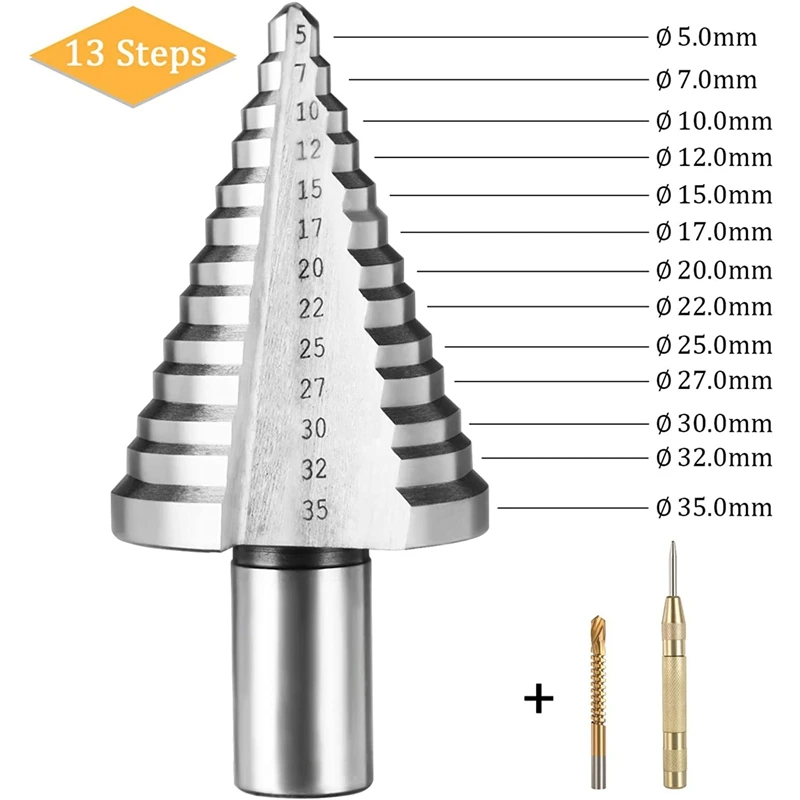 Ступенчатое сверло из быстрорежущей стали ступенчатое коническое диаметром 5-35