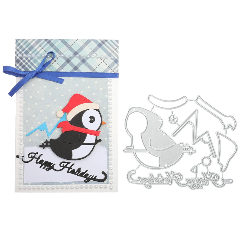 DiyArts Happy Holiday Ski Penguin Metal Cutting Dies Photo Album Embossing Mold Craft Stencil Templates for Diy Scrapbooking New | Дом и сад