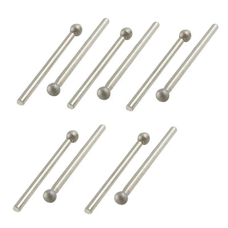 

10 Pcs 5mm Ball Nose 3mm Shank Diamond Mounted Point Grinding Bits