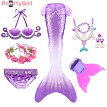 PrettyGirl New Arrival Girls Swimming Mermaid Tail Swimsuit Kids Mermaid Costume Cosplay Mermaid Swimwear Birthday Gift for Girl