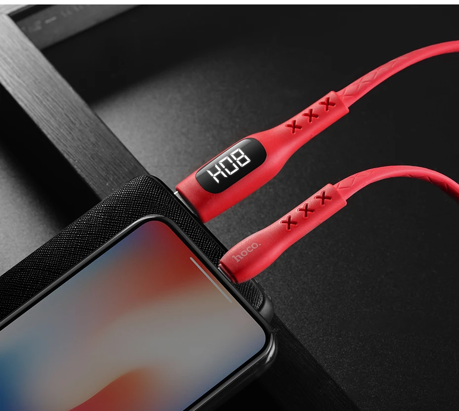 HOCO usb кабель для iphone кабель 11 Pro X XS Max XR 8 6 ipad2 на экране синхронизации зарядки Кабели быстрой зарядки телефон зарядное устройство данных