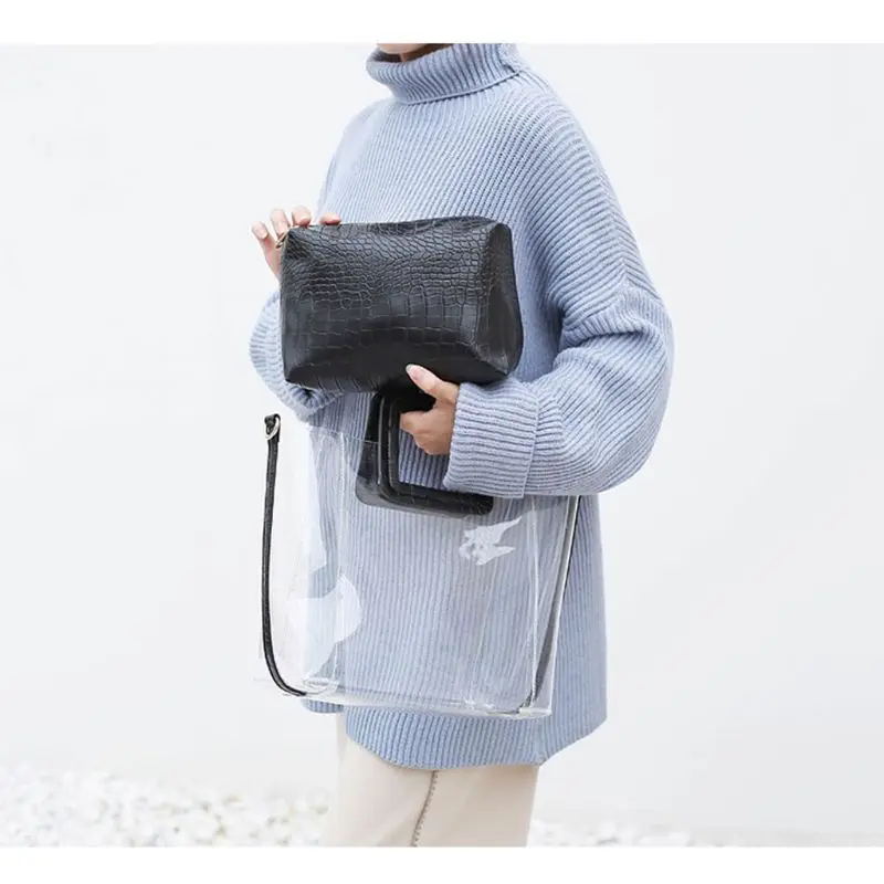 

Women's Transparent PVC Beach Handbag Tote Shoulder Crossbody Bag Summer Beach Mini Cosmetic Bags
