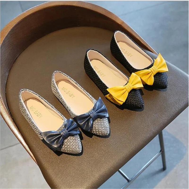 

Новинка 2021, модные разноцветные туфли для девочек с бантом, повседневные Нескользящие туфли на мягкой подошве для девочек, обувь принцессы ...