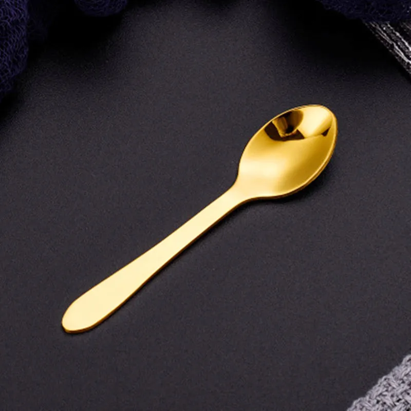 Gold Горячая 1 шт. чайная ложка из нержавеющей стали для торта, фруктовые ложки для десерта, маленькие кофейные ложки, золотые десертные инструменты для закусок, столовая посуда - Цвет: Gold