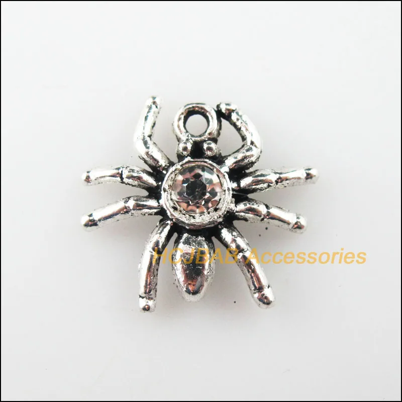 20 шт. Тибетский серебристый цвет прозрачного хрусталя животных Паук Подвески