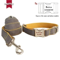 grey and yellow luxury high end quality muttco laser engraved dog collar retailing colorful collar handmade dog collar leash