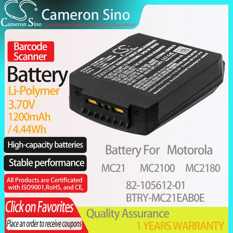 

CameronSino Батарея для Motorola MC21 MC2100 MC2180 подходит для Motorola 82-105612-01 BTRY-MC21EAB0E сканер штрих-кода Батарея 1200 мА-ч