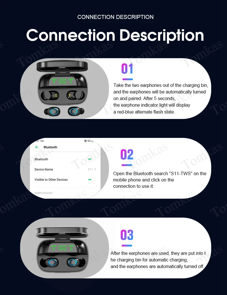 Беспроводные наушники Bluetooth 5,0 TWS, светодиодный внешний аккумулятор 2200 мАч, спортивные водонепроницаемые наушники с микрофоном, беспроводные bluetooth-гарнитуры