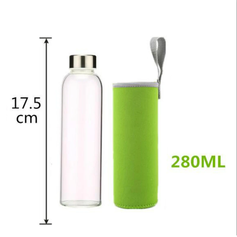 

Glass Water Bottle With Color Case Lead-free Drinkware Portable Travel Bottle Transparent For Water Tea Glass Sport Bottles