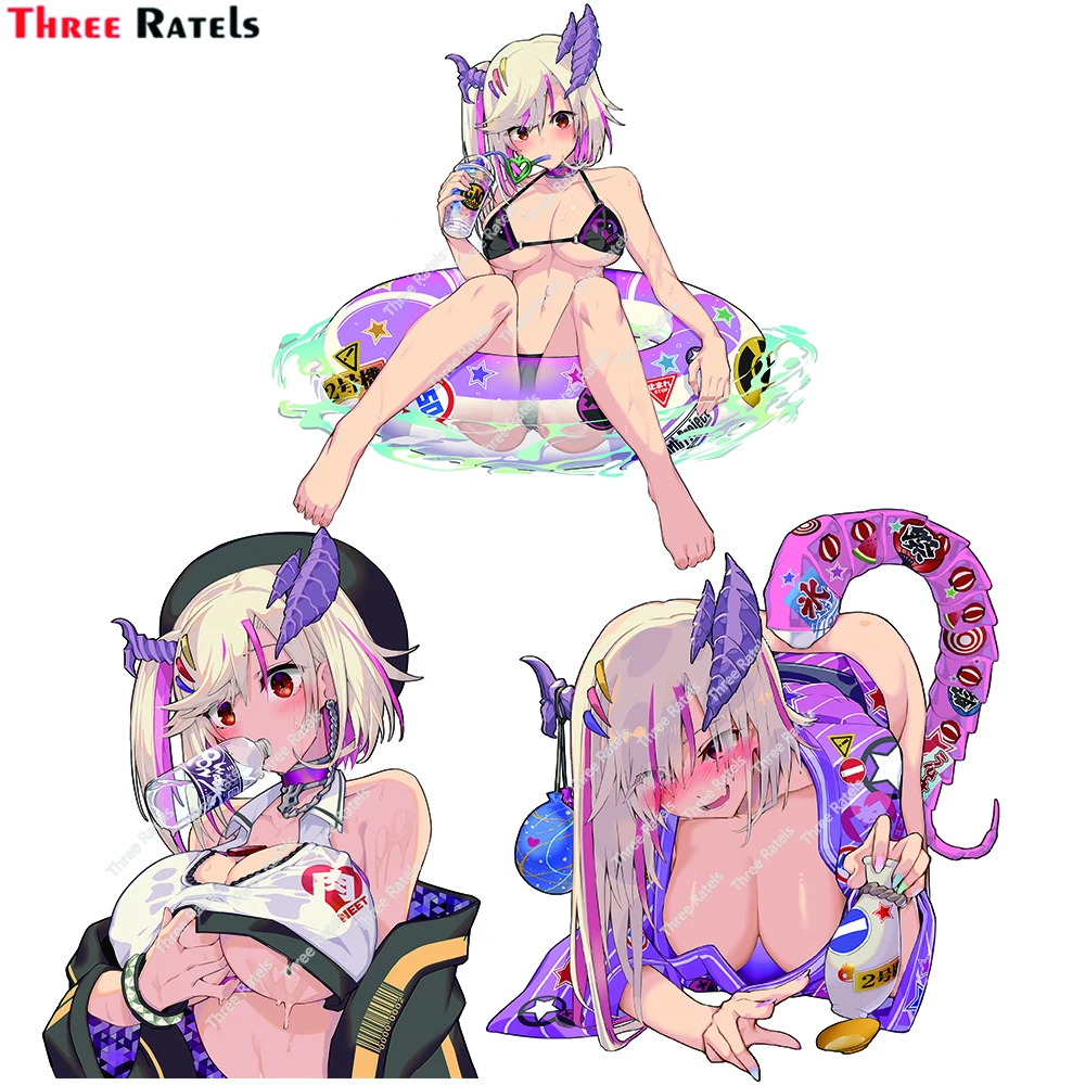 

Виниловые наклейки на автомобиль Three Ratels E558 Tsuzura Amo Indie Virtual Youtuber, прикуса, царапины, сделай сам, милый декор из винилового материала, аниме, дев...