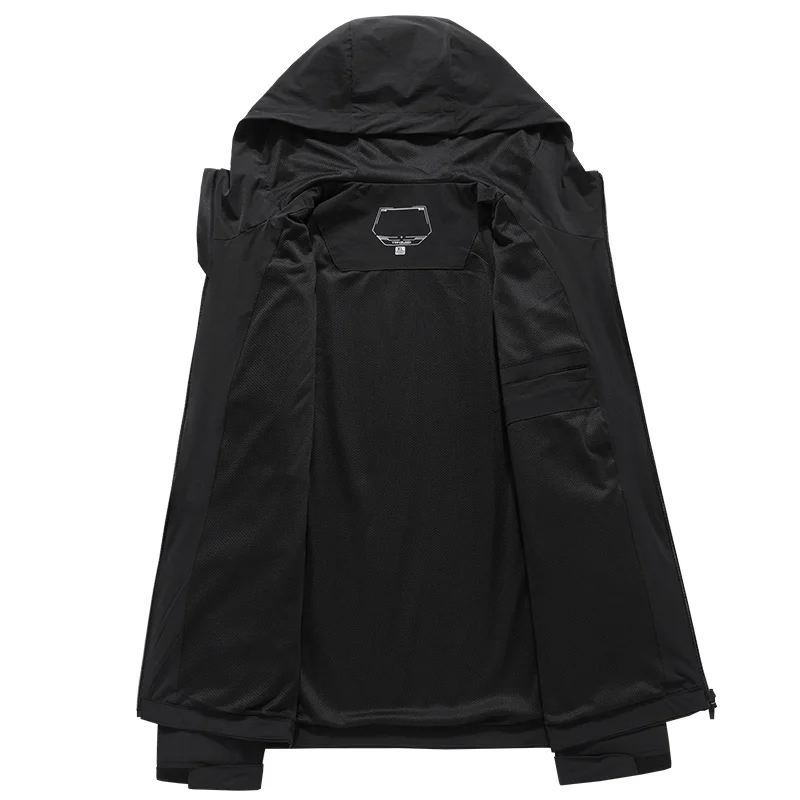 Ветровка мужская непромокаемая с капюшоном куртка карго в стиле милитари для