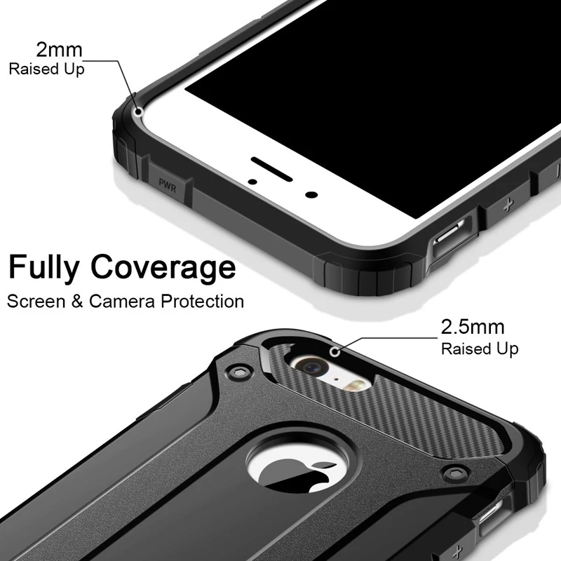 Rugged Layer Armor Case for iPhone SE 2020 11 Pro Max 2019 X XR XS 5S 5 5C 6 6S 7 7G 8 Plus Heavy Duty Shockproof |