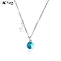 silver color blue faux crystal star pendant necklace wedding jewelry