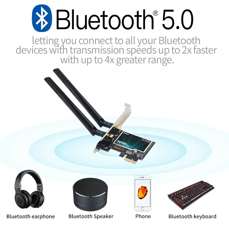 3000Mbps Wifi 6 Wireless Intel AX200 Desktop PCIe Adapter Bluetooth 5.1 802.11ax Dual Band 2.4G/5G PCI Express Network Card | Компьютеры и