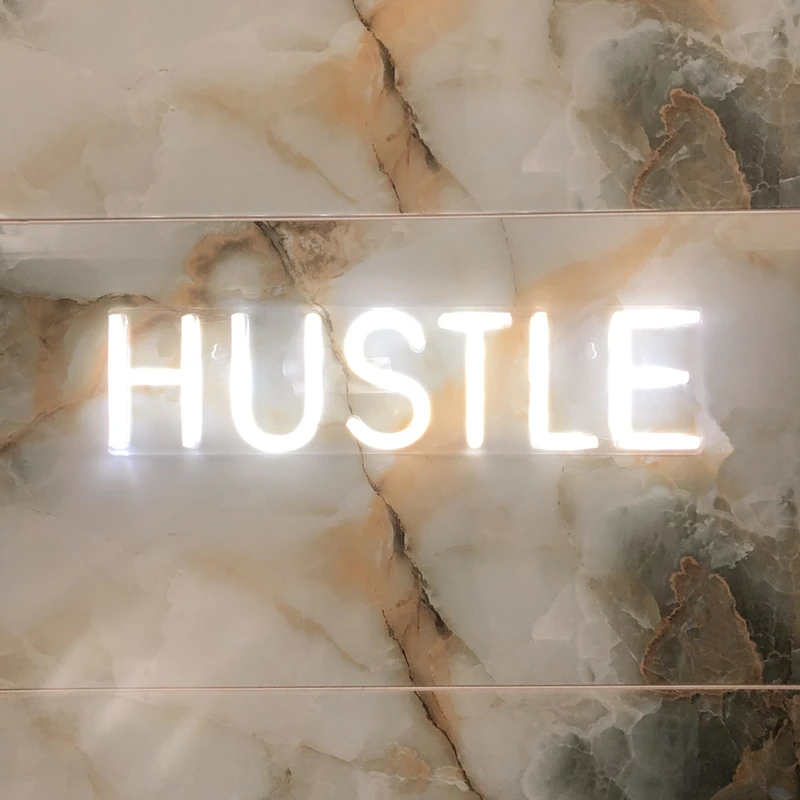 HUSTLE Неоновые Настенные вывески, художественный декор, светодиодный неоновый светильник, персональные слова, вечерние, рождественские, праздничные, украшение для бара, магазина, окна, вывеска, светильник s - Испускаемый цвет: HUSTLE