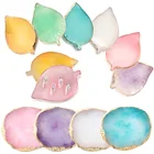 Цветные яркие палитры для дизайна ногтей Палетка для ногтей в форме овалалиста пластина для смешивания цвета лака держатель с золотыми краями демонстрационный инструмент для дизайна ногтей