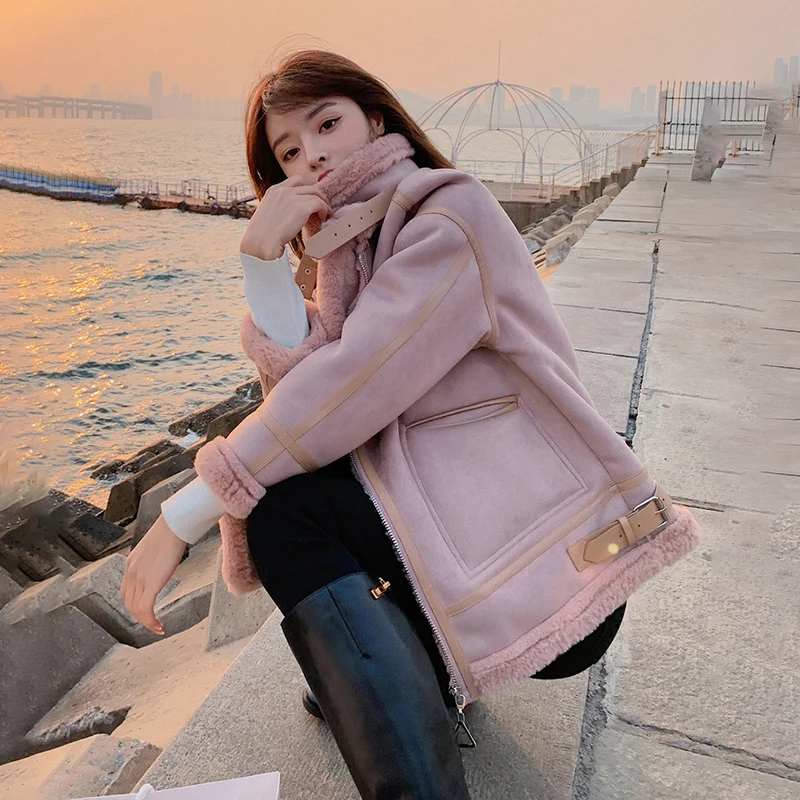 Женское зимнее пальто из овечьей шерсти новинка 2021 Корейская кашемировая