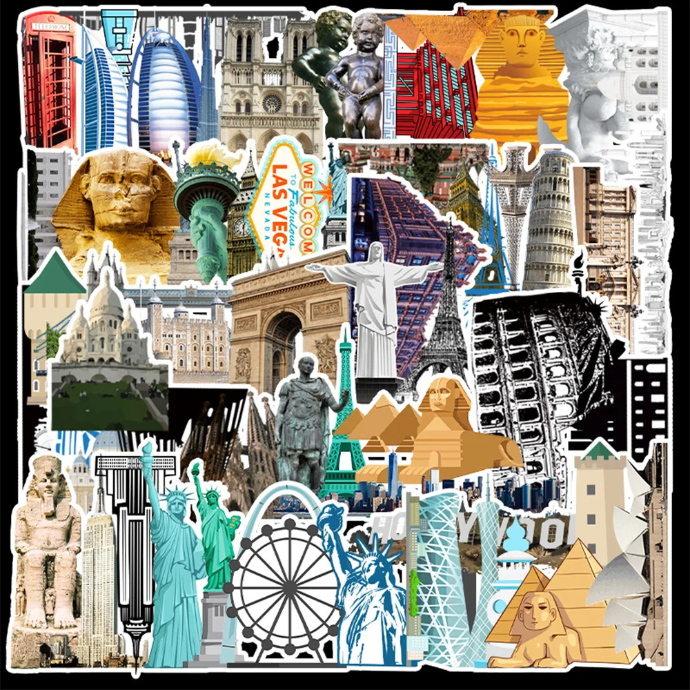 64 шт. туризма пейзаж живописный пятна Стикеры для ноутбука автомобильный