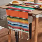 Настольная дорожка в радужную полоску с кисточкой, мексиканская скатерть для свадебной вечеринки, искусственное покрывало 35*210 см