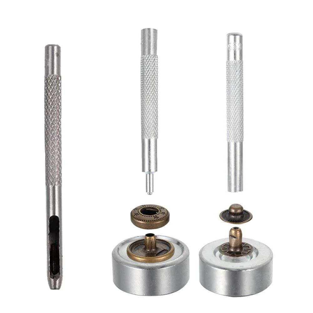 

120Set 12.5mm Metal Press Studs Sewing Button Push Buttons With Tool Snap Fasteners Kit Press Studs Leather Bag Jacket Clothes