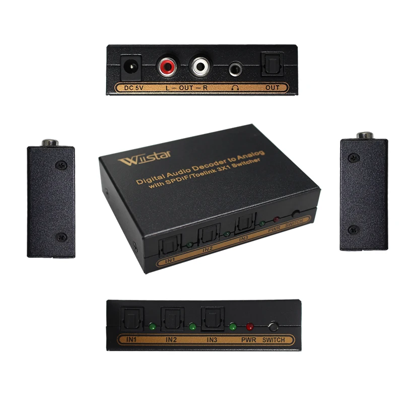 Wiistar SPDIF/TOSLINK оптическое аудио 3x1 переключатель цифровой оптический на аналоговый