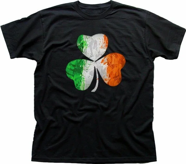 

Irish lucky Clover Leaf IRELAND St Patrick's black cotton t-shirt FN9304