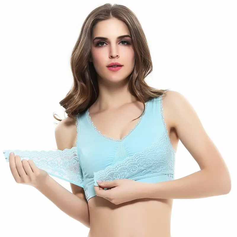 

Fashion Front Closure Lace Bras for Women Comfy Cotton Sexy Push Up Bra Full Cup Padded Underwire Support BH Brassiere Lingerie