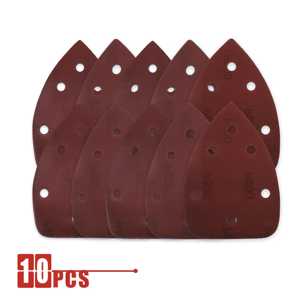 

10 PCS Sanding Sheets 140*140*90mm 6 Hole Triangle Sandpaper Hook & Loop Abrasive Sanding Disc For Wood Sanding