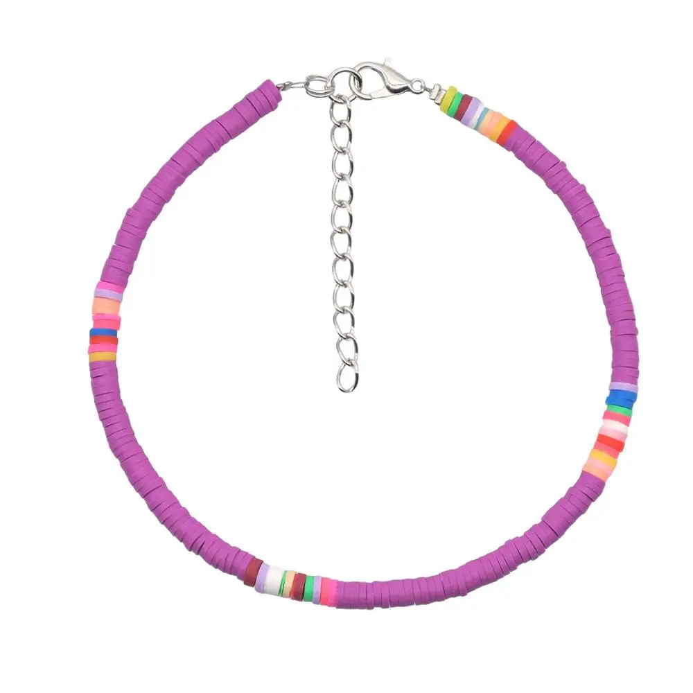 Полимерные глиняные бусы браслет на лодыжке цепочка для ног цветные бохо женские