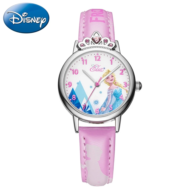 

Frozen Princess Elsa Girls Luxury Crystal Quartz Watch Gift Child Cute Fashion Disney Crown Kids Clock Watches Student Hour Time
