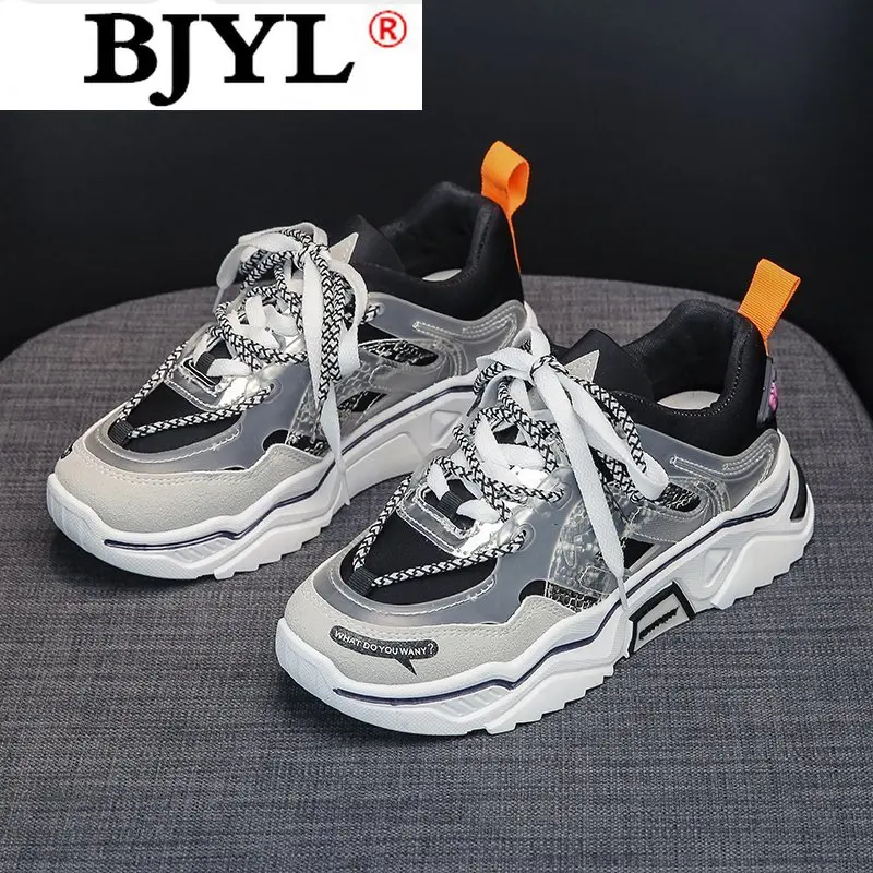 

2021 Spring Women's New Comfort Platform Women Shoes Fashion Lace Up Vulcanized Running Shoes Dad Comfort Casual Women Sneakers
