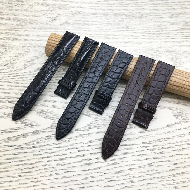 Genuine Crocodile Leather Watchband 18mm 19mm 20mm 21mm 22mm Watches Strap Coffee Black Butterfly Buckle Watch Band
