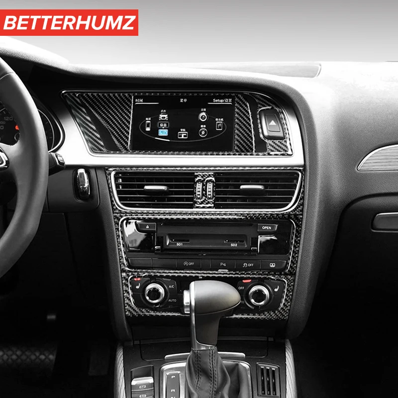 

For Audi A4 A5 S5 Carbon Fiber Center console CD Panel Car Wrap Sticker Air outlet Cover Trim Navigation Car Interior Decoration