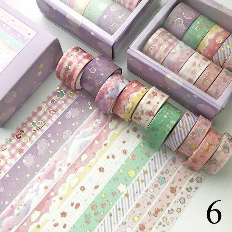 

10 Pcs/Set Black Gold Washi Tape Vintage Galaxy Masking Tape Cute Decorative Adhesive Tape Sticker Scrapbooking