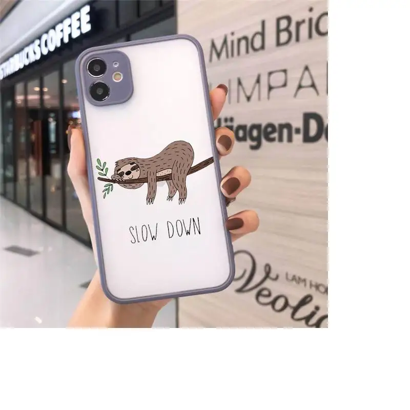 

Lovely cartooon yoga sloth animal Phone Cases matte transparent For iphone 7 8 11 12 plus mini x xs xr pro max cover