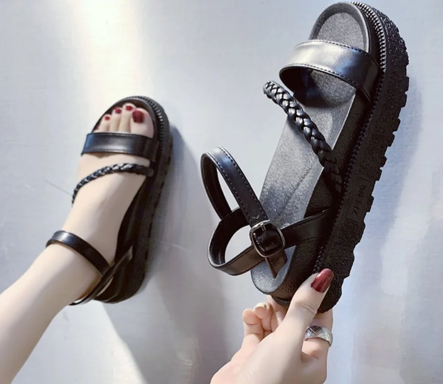 

Summer shoes woman Flat Platform Sandals Women Soft Leather Casual Open Toe Gladiator wedges Women Shoes