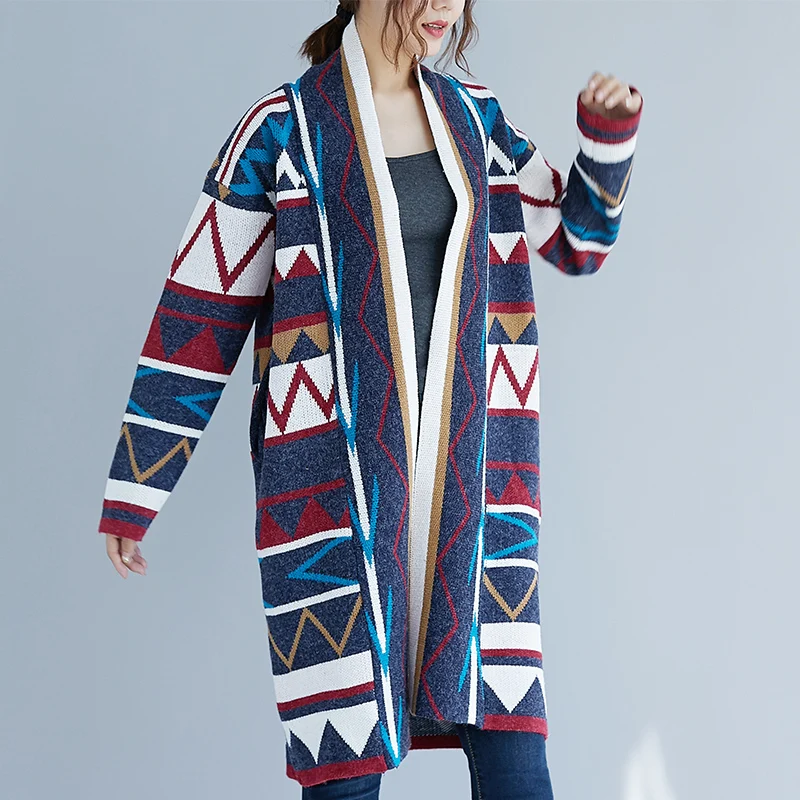 

SuperAen Autumn Winter New Plus Size Cloak Sweater Full Loose Long Knit Casual Coat Cardigan Women