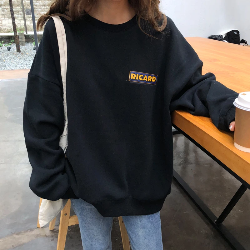 Женская толстовка с капюшоном Harajuku повседневный Свободный пуловер и длинным